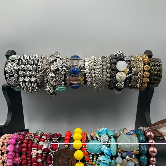 Stretch Bracelet Lot Multicolor Beaded Mix Chunky Bold Statement Jewelry - Picture 2 of 7